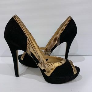 Ivanka Trump Black Brown Suede Pumps Heels